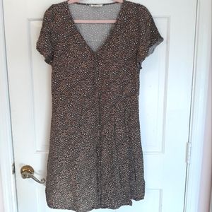 Goodthreads leopard print brown short sleeve button up mini dress